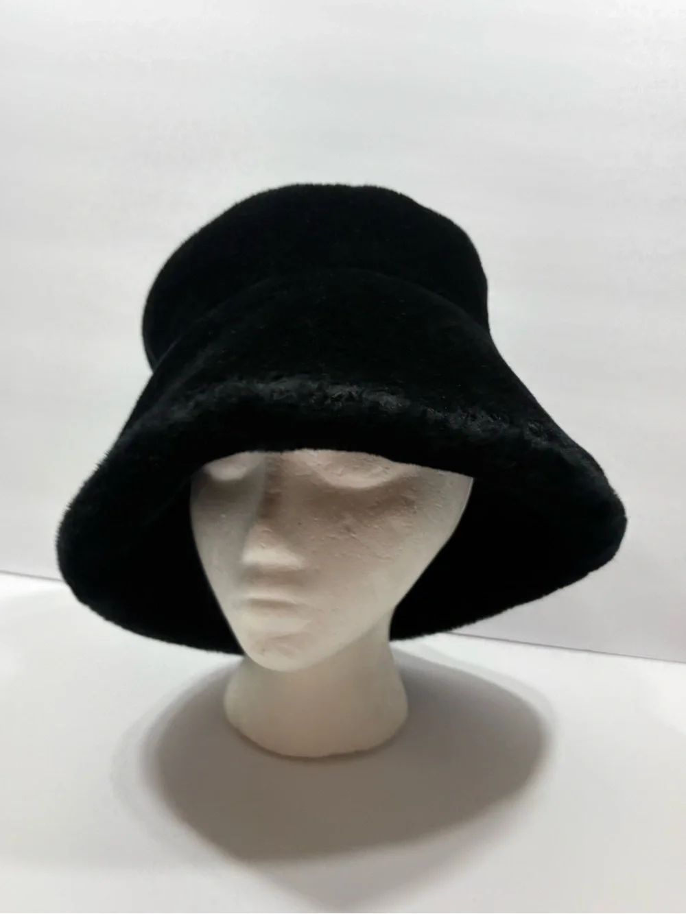 Vintage Betmar Black Faux Fur Bucket Hat